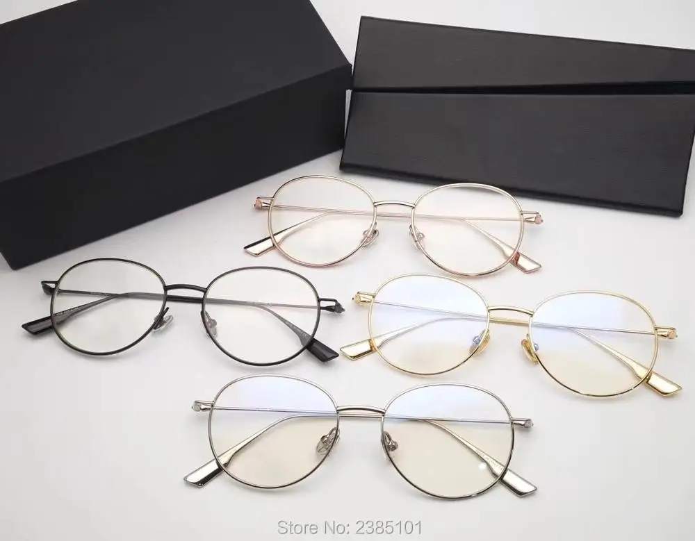 

2019 retro for women men eyeglasses frame luxury brand design full metal round eye glasses frame Protection nerd clear glasses