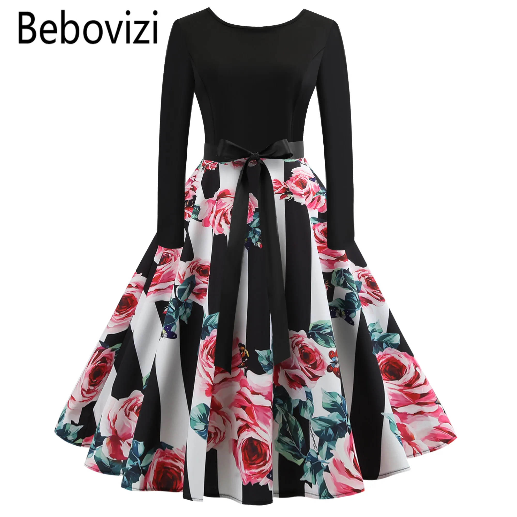 2018 Черный Новый Vestido De Festa Одежда для девочек женщин Рождество миди платья Хепберн
