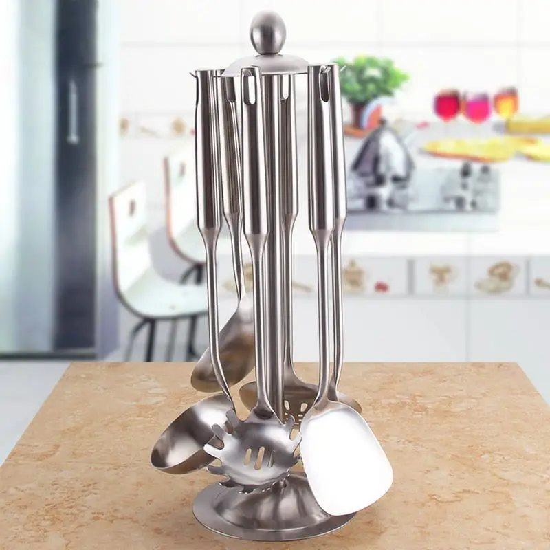 

Kitchen Organizer Iron Hanging Holders Cooking Utensils Rack Stainless Steel Rotate Storage Shelves Kitchen Rack