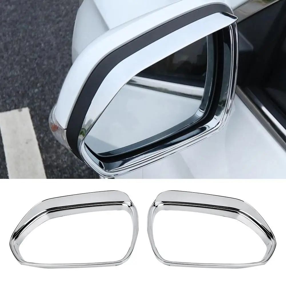 

2PCS Silver Chrome ABS Rainproof Car Rearview Mirror Eyebrow Cover Trim Rain Shield for MG Zs Suv 2017-2018