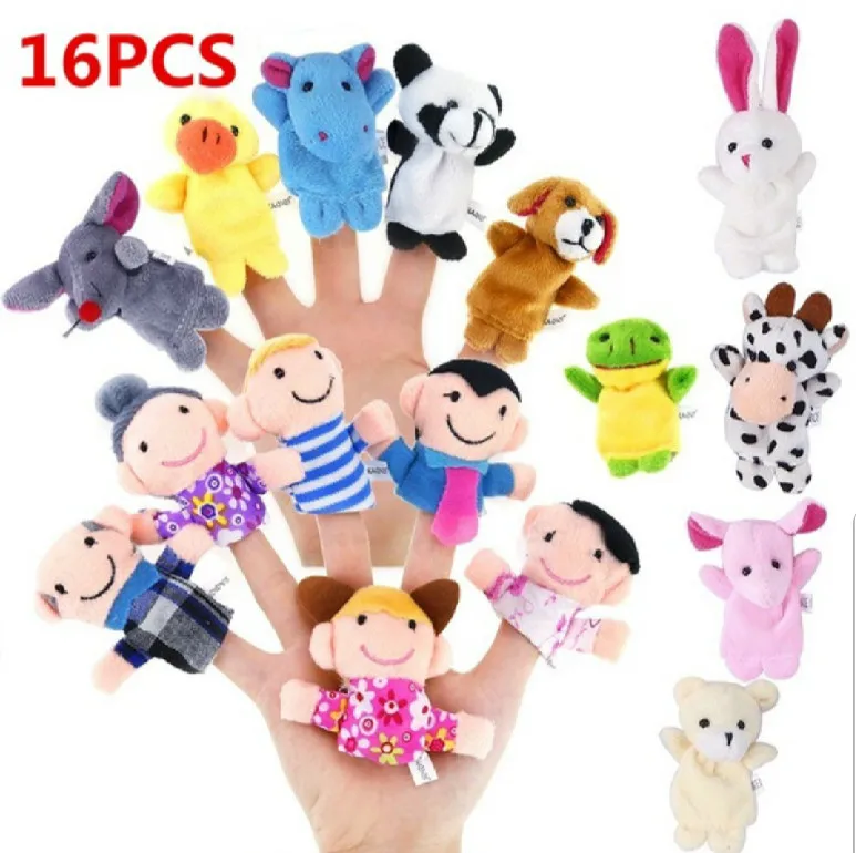 

10 or 16pcs Cartoon Animal Plush Finger Puppets Set Cute Dolls