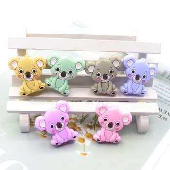 

Kwd 20pcs / lot mini cartoon koala baby teeth silicone beads making baby care chewing pacifier chain food grade baby teether