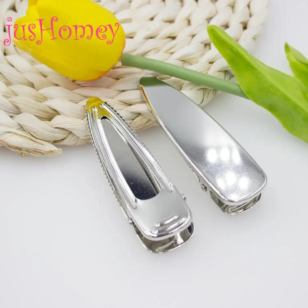 30PCS 80mm Silver Tone Alligator Hair Clips Single Prong Metal Barrette