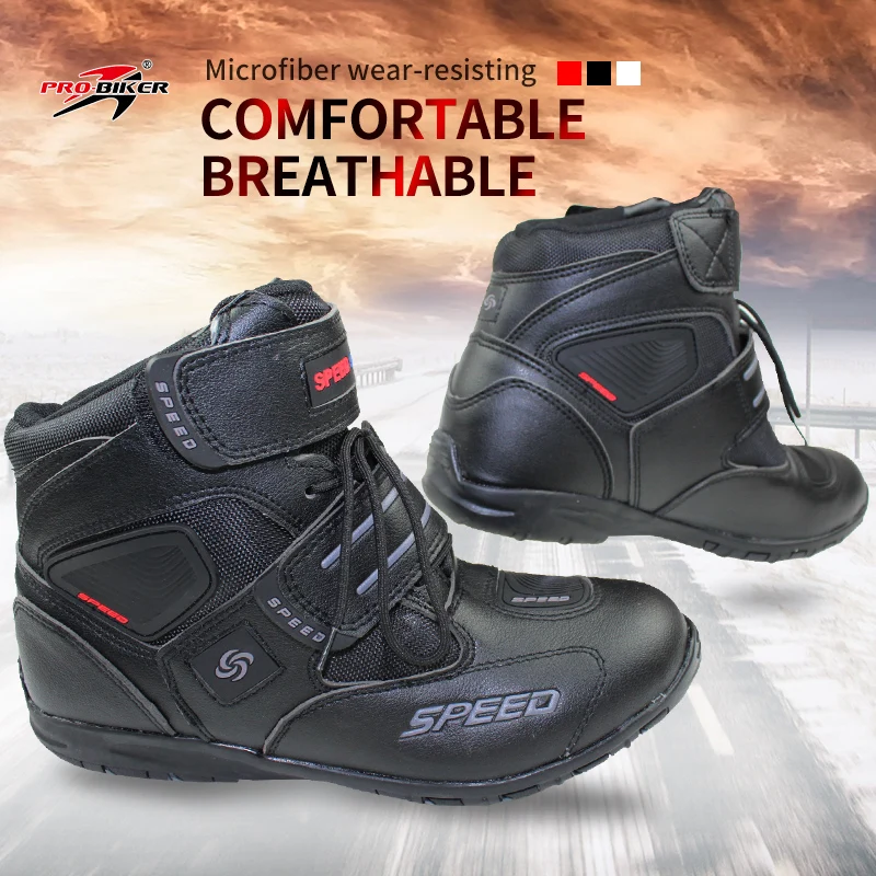 

Sports Motorcycle Boots Riding Tribe SPEED BIKERS Comfortably Moto Racing Boots Motocross Motorbike Shoes A005 Black/White/Red