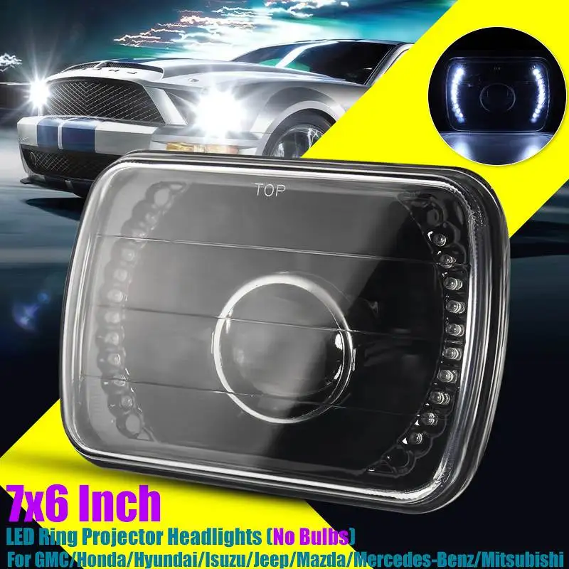 Для benz для Mazda 1 шт. H6014/H6052/H6054 7x6 дюймов Черное светодиодный ное кольцо проектор