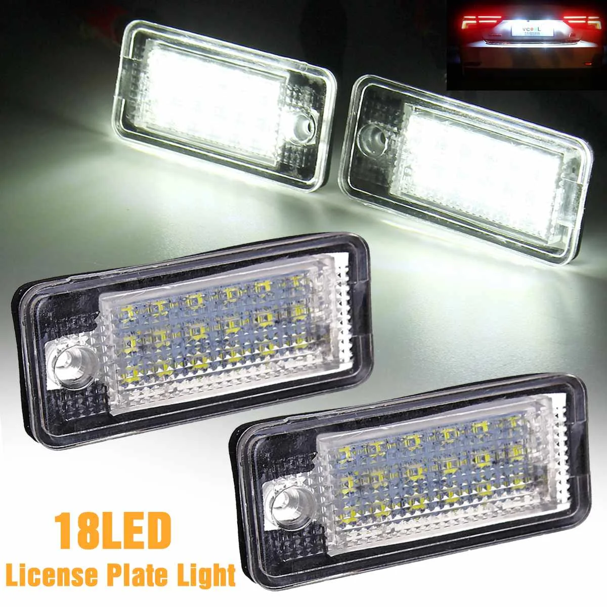 1Pair Car Number License Tail Plate Lights Light Lamp Bulb For Audi A3