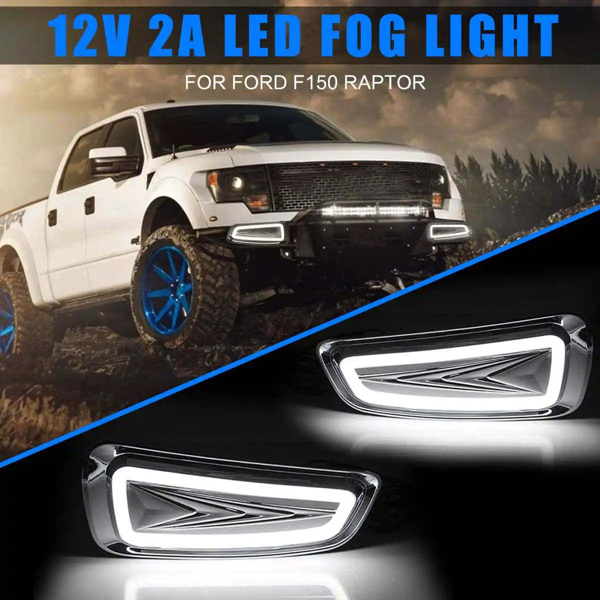 

Autoleader 1Pair 12V/2A LED Daytime Running Lamp High Light ABS White LED Fog Lights For Ford F150 Raptor