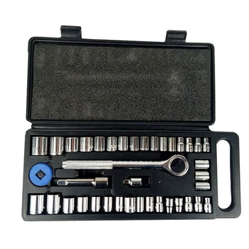 

40 Pcs Socket Set Reversible Ratchet Handle Extension Bar Adapter Tools