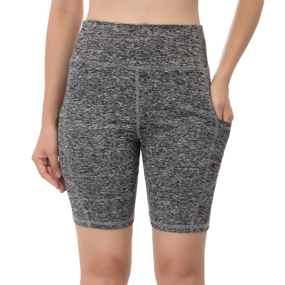 

Womens High Waist Tummy Control Workout Shorts Side Pockets Running Shorts