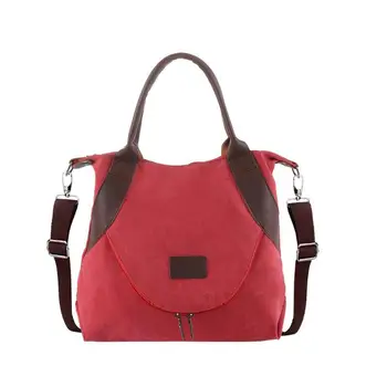 

Large Pocket Casual Tote Women's Handbag Shoulder Handbags Canvas Leather Capacity Bags For Women Crossbody Messenger Bag