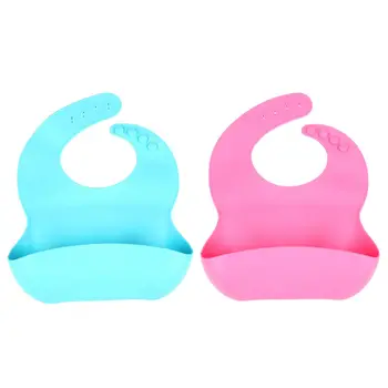 

Waterproof Silicone Bib with Food Catcher Flexible Baby Bibs for Feeding Stain Resistance Easy Clean Moldproof Anti Bacteria P