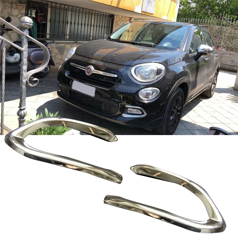 

2x New Chrome Front Fog Light Cover Trim Surround Accessory For Fiat 500X Lounge