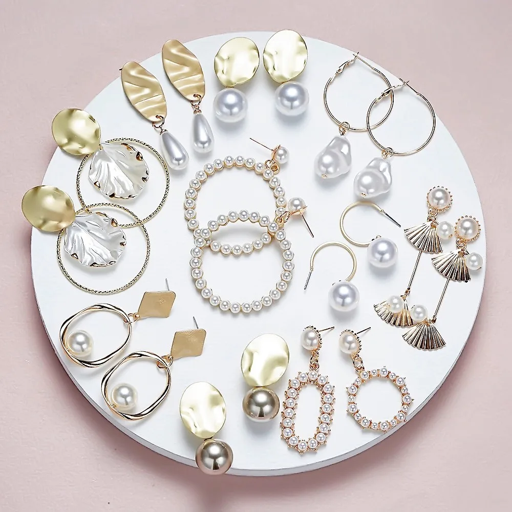 

Elegant Irregular Simulated Pearl Drop Earrings for Women 2019 New Fashion Geometric Statement Earring Hanging Brincos Jewellery