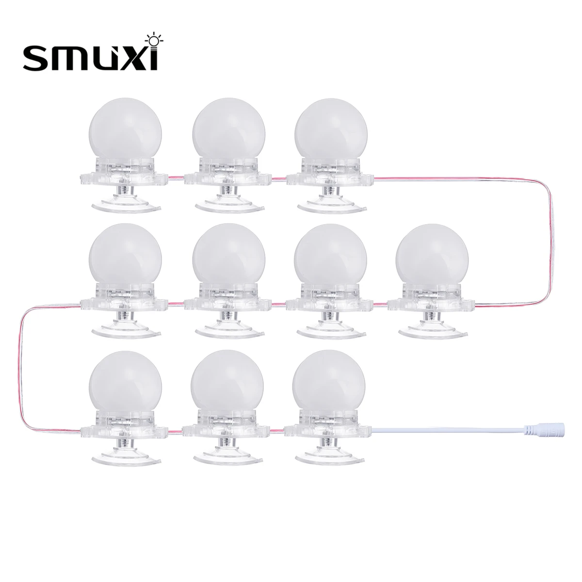 

Smuxi DIY Waterproof 10pcs Makeup Mirror Vanity LED Light Bulbs String Kit for Dressing Home Decor Warm/Cool Whit