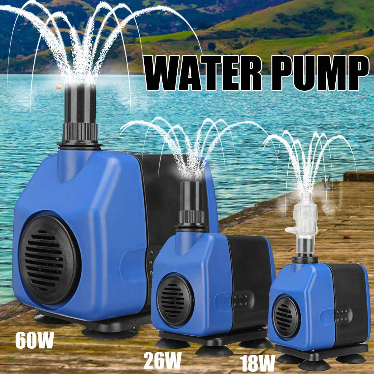 

Garden Waterproof Water Pump Ultra-Quiet Submersible Aquarium Sea Water Fish Tank Pond Pumps Water Fountain Pumping Filter