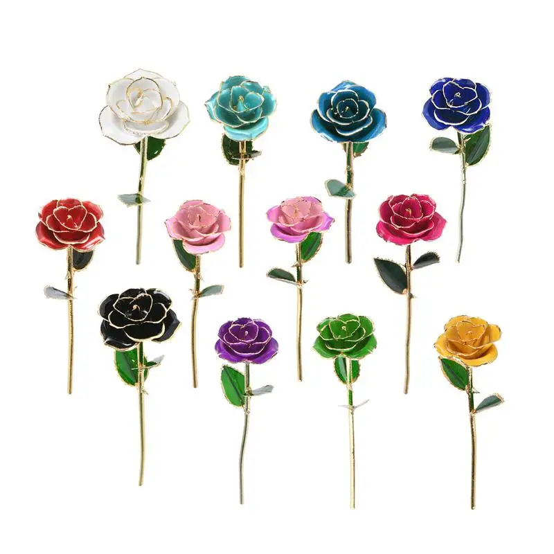 

Fashion Simulation Rose Pure Handwork Gold Plated Baking Paint Natural Flower Roses Valentine's Day Gift Wedding Home Decoration