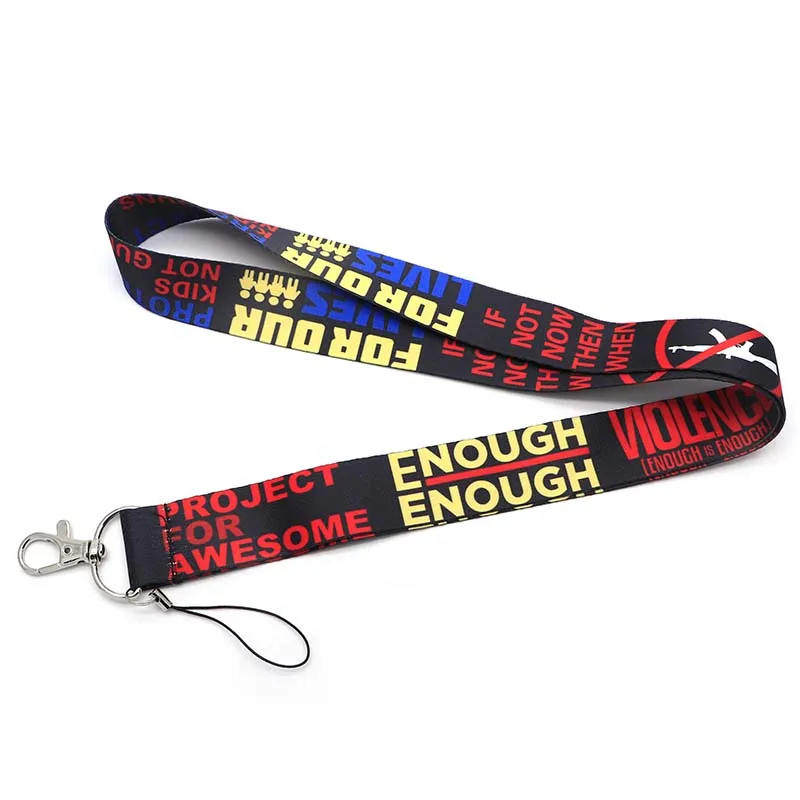 

Against Guns Lanyard For Keychain ID Card Pass Mobile Phone Badge Holder Hang Rope Lariat Ribbon Lanyard Key Holder SC4608
