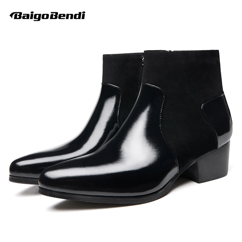 high heel patent boots