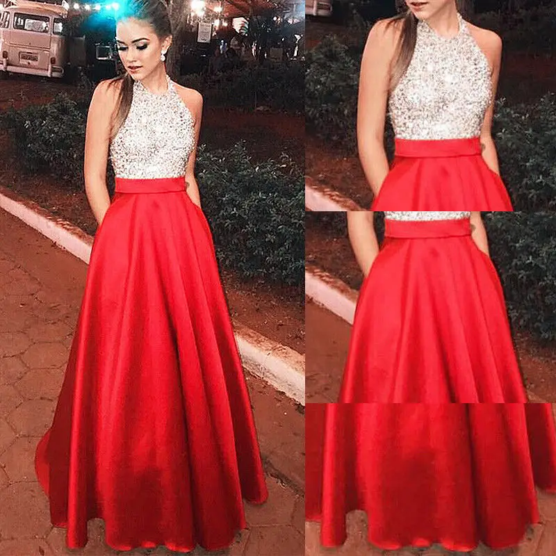 

Women Sexy Summer Sleeveless O-Neck Elegant Sequin Evening Party Dresses Ladies Formal Long Dress