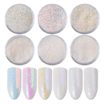 

XY Fancy 6 Pcs/set Nail Art Powder Iridescent Trend Mirror Mermaid Effect Glitter Pigment