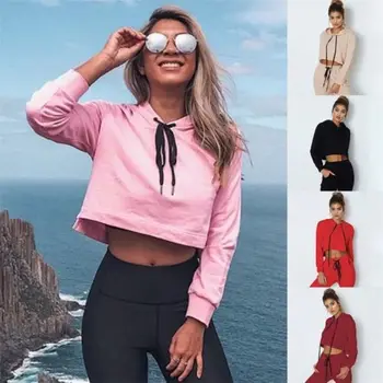 

Women Hooded Hoodie Sweatshirt Jumper Casual Pullover Short Girls Sexy Charm Bandage Fashion Sweatshirts