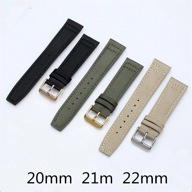 

New General used 20mm 21mm 22mm Green/Khaki/Black Nylon Watchband with Pin Clasp Military Canvas Strap for Seiko IWC Watch Stock