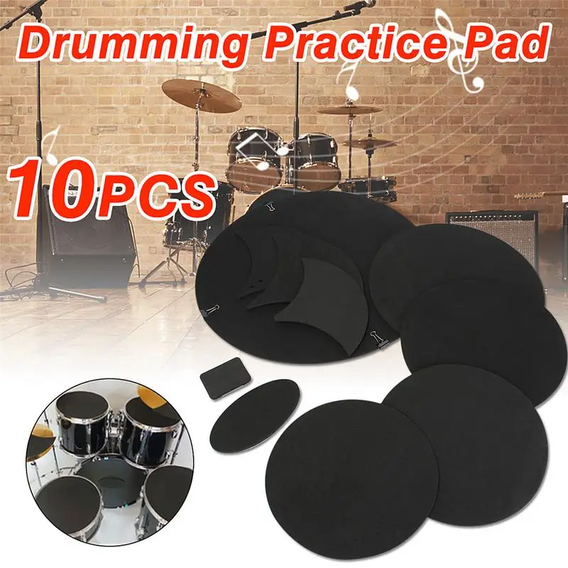 10Pcs/set Rubber Foam Bass Snare Drum Sound Off Quiet Mute Silencer Practice Pad Musical Instrument Accessories