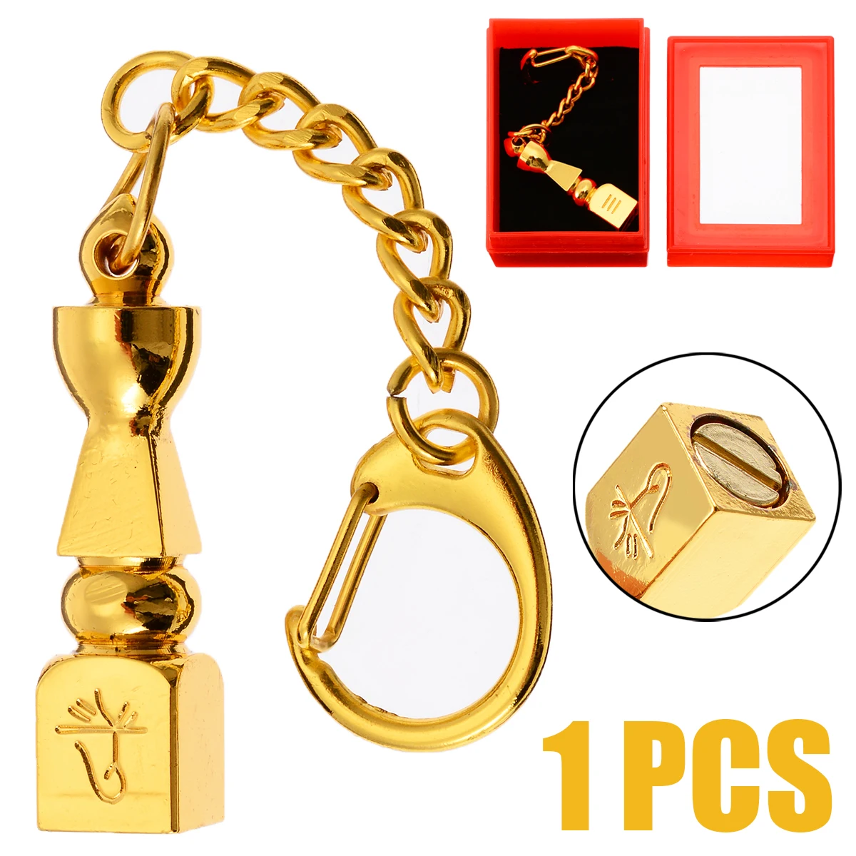 

NEW 1Pcs Feng Shui 5 Element Pagoda Key chain Wealth Safety Health Amulet Gold Plated Keychain For Portable Tool Parts