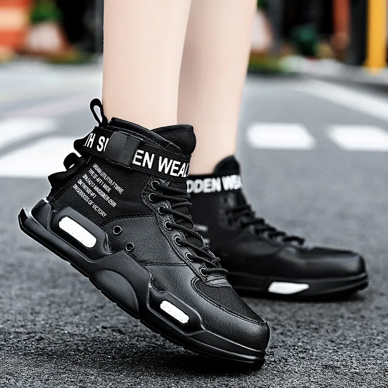 Tanie Wiosna wysokiej góry tenisówki typu uniseks gorąca sprzedaż męskie buty na co dzień dla dorosłych tenis masculino oddychająca siatka moda na co dzień mężczyźni buty