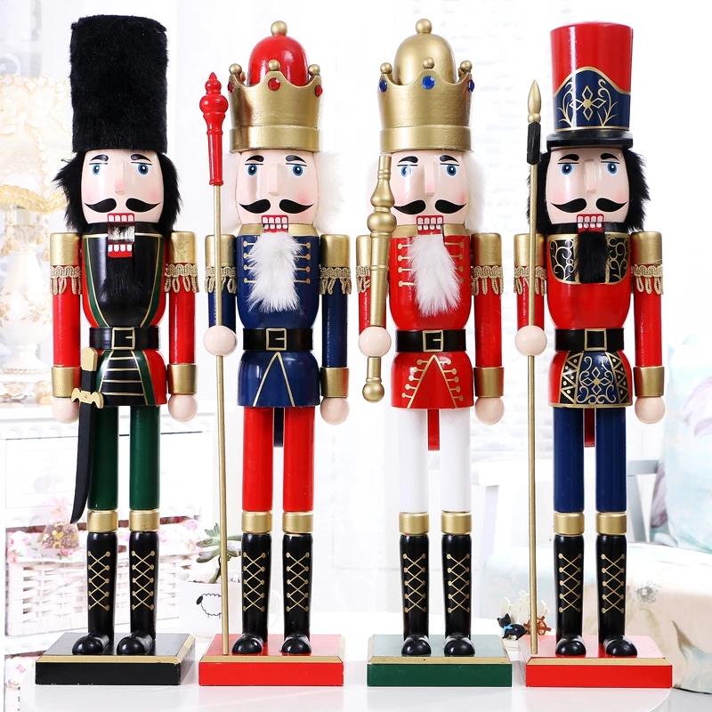 

60cm Vintage Handcraft Puppet Wooden Nutcracker Doll Soldier Home Party Decoration Ornaments Christmas Gifts
