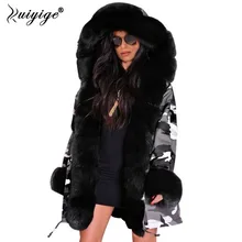 Ruiyige новая зимняя куртка для женщин Мех животных пальто с