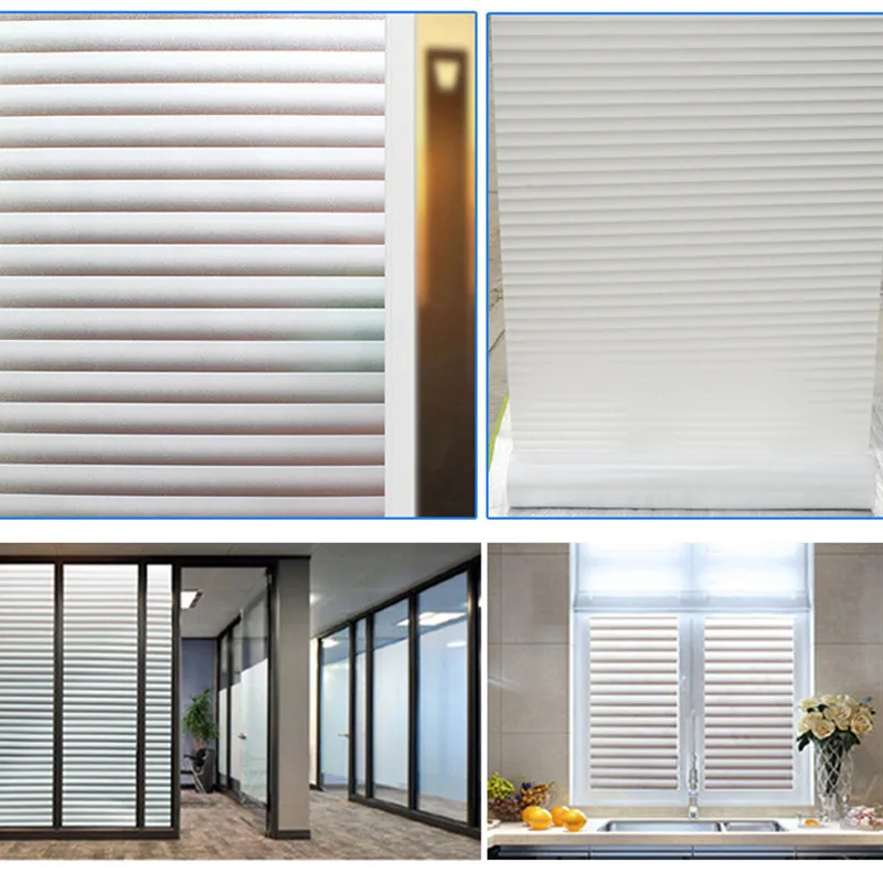 

45*100CM/45*200CM Non-adhesive Cellophane Imitation Blinds Scrub Striped PVC Glass Film Window Film Glass Sticker