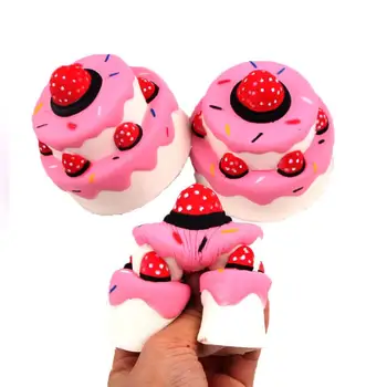 

8CM Squishy Slow Rising Simulate Double Layer Strawberry Cake Stress Reliver Toy Cake Model Decompression Vent Toy