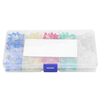 

500pcs 5mm LED Light Red Yellow Blue Green White Assortment Diodes LEDS Kit