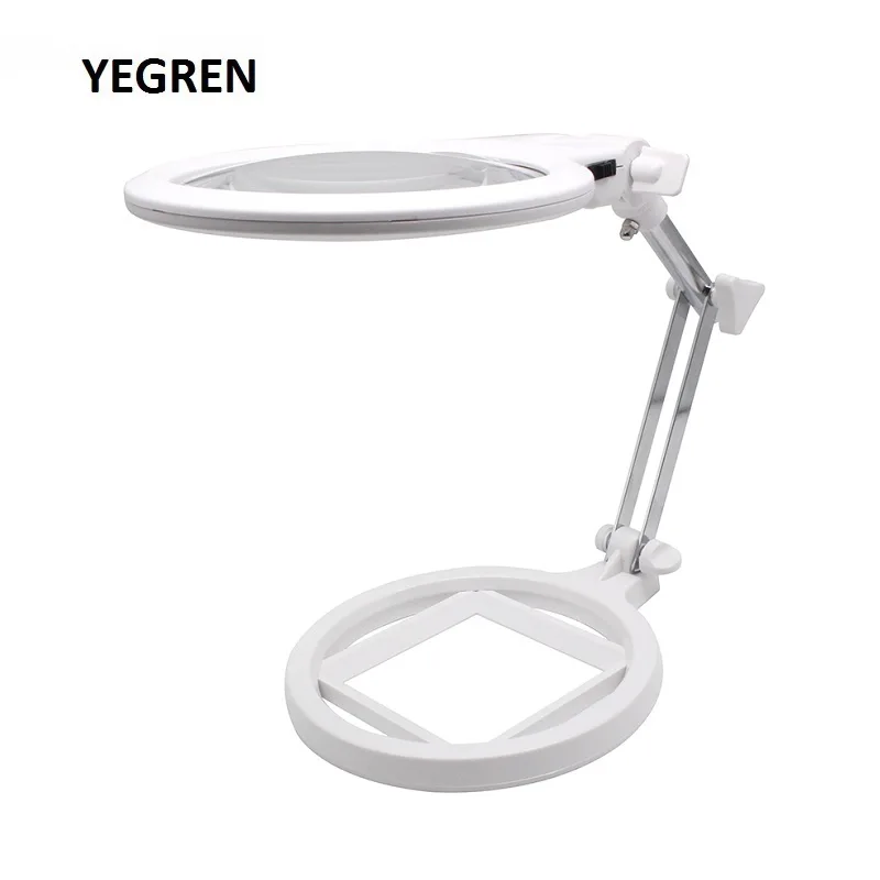 

Desktop Magnifier 130 mm Large Size Foldable Magnifier 2X 6X LED Lighting Adjustable Table Illuminated Magnifying Glass w/ Scale