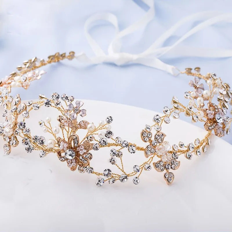 

NPASON D213 Korean HandMade The Wedding Articles Bride Frontlet Wedding Dress Accessories Water Christal Decorate Happiness