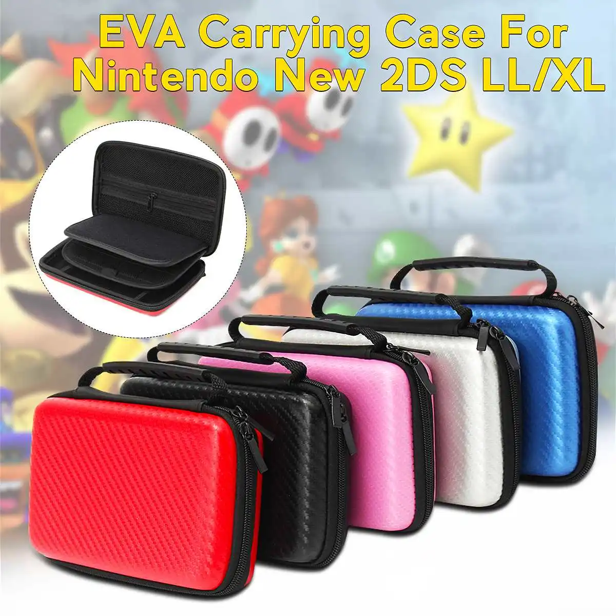 

Handle Bag Pack Case Cover For Nintend New 2DS LL/XL Hard Disk Pouch Carbon Fiber EVA Hard Carrying Shell Console Accessories