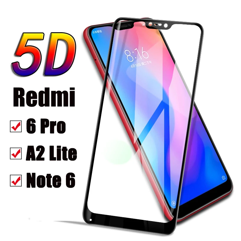 Закаленное стекло для Xiaomi redmi 6 pro 5D Защитное note защитная пленка экрана A2 lite xiami