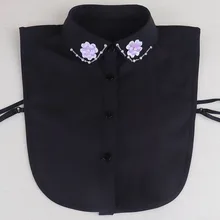 Dickie рубашка привести Изысканный Фиолетовый цветок ногтей Ложные Воротник белый съемный для женщин Манишка