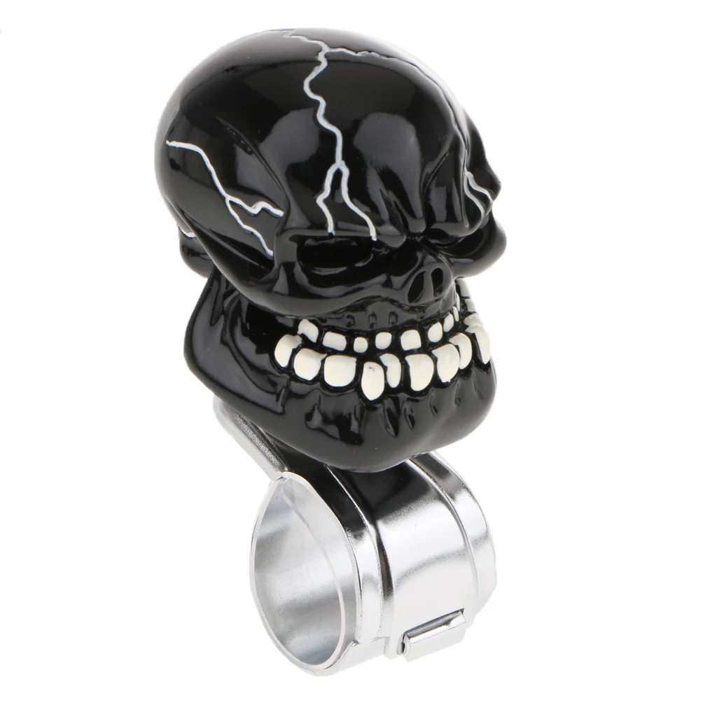 

Car Black Skull Steering Wheel Handle Control Assist Spinner Knob Booster