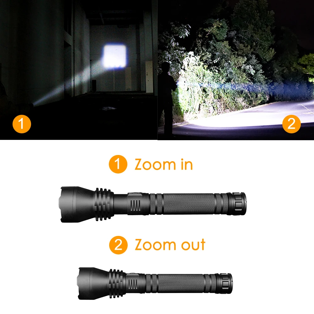 Светодиодный фонарик Zoom Focus Torch тактические фонари 3 режима освещения водонепроницаемый фонарь для наружного кемпинга рыбалки 26650