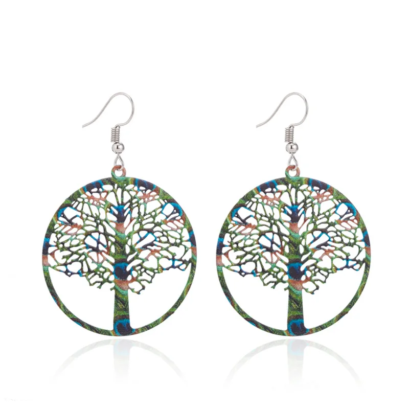 Hot Jewelry Fashion Popular Earrings Hollowed Life Tree Print Creative Ear For Girls Wholesale | Украшения и аксессуары