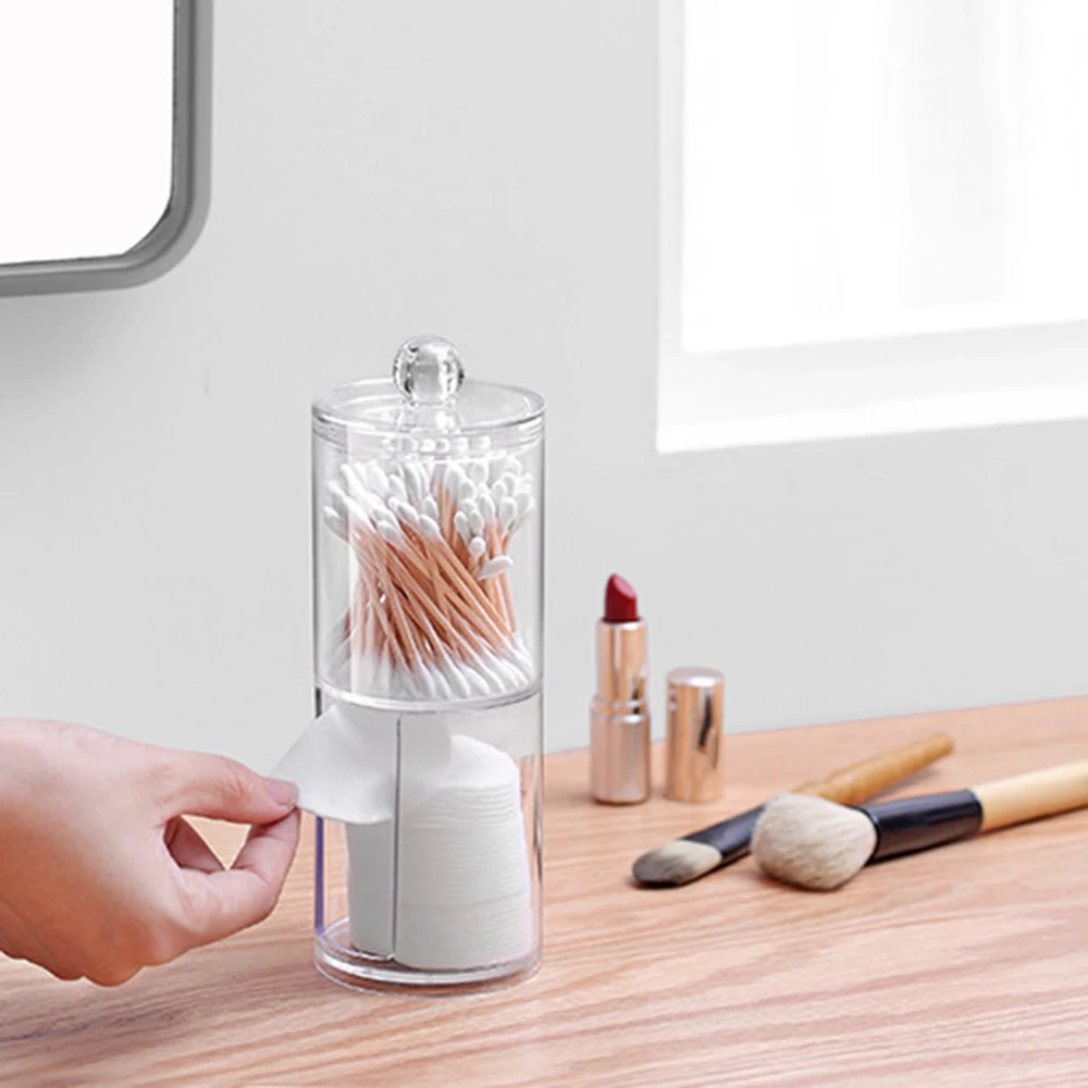 

Transparent Acrylic Cosmetic Box Makeup Organizer Storage Box Multi functional Plastic Container Cotton Swabs Cotton Pad Holder