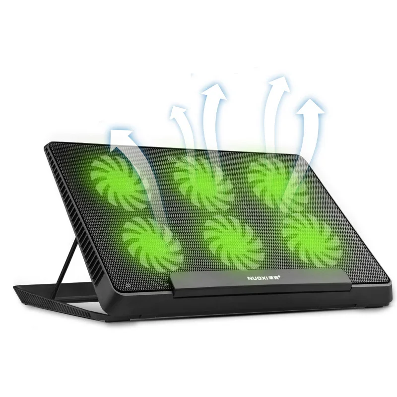 nuoxi 6 LED Fan Cooling Pad Aluminum Laptop Cooler Pad Stand for 14