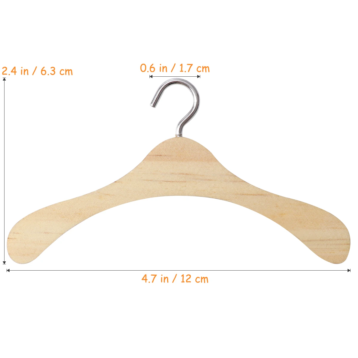 10pcs 12CM Wooden Non-Slip Space Saving Mini Laundry Hook Clothes Hangers Drying Rack for Dolls Shirts Dresses Sweaters