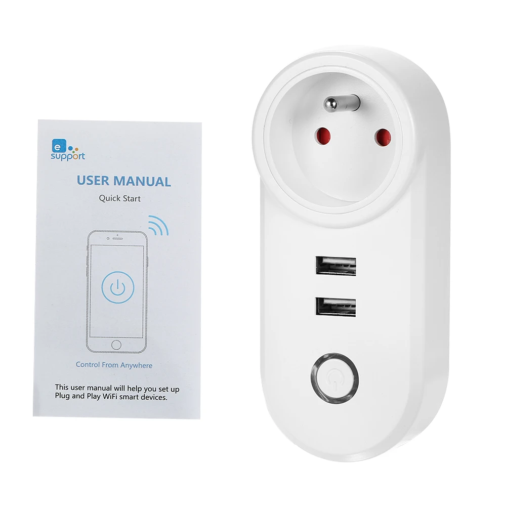 Умная мини розетка с Wi Fi штепсельная вилка Европейского типа E 2 * USB порта для