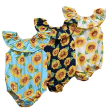 Новинка; боди пляжный костюм для новорожденных девочек; летний Боди с цветочным принтом для маленьких девочек; одежда для детей от 0 до 24 месяцев