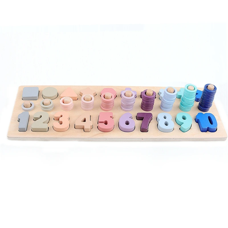  Preschool Wooden Toy Counting Geometric Shape Cognitive Matching Baby Early Education Teaching Aids - 32965503730