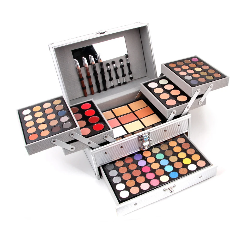 

New Lip Gloss Blush Multifunctional Cosmetic Tool Professional Makeup Set Piano Aluminum Box Eyeshadow Powder Make Up