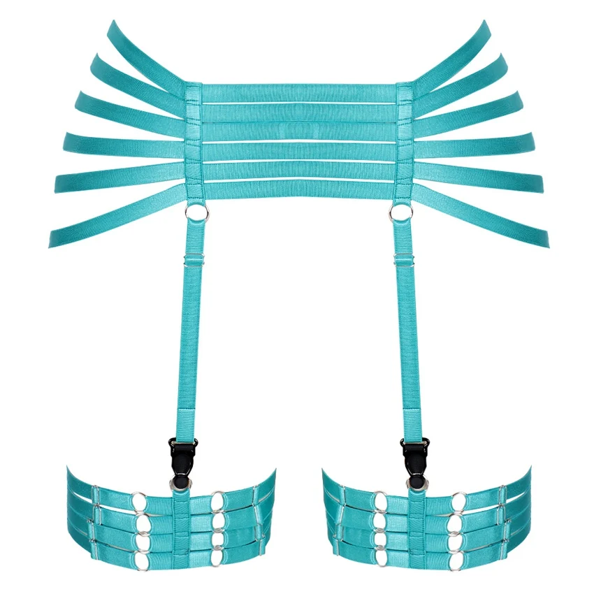 

Punk Gothic Leg Harness Garter Belt Elastic Strap Caged Hollow Out Waist Stockings Suspender Plus Size Clothing for Women